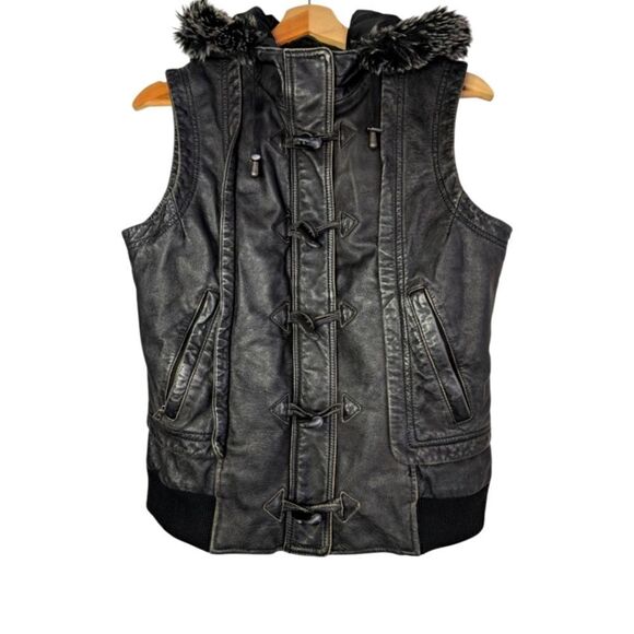 Blink by Danier genuine leather hooded vest waistcoat size small - Picture 1 of 6